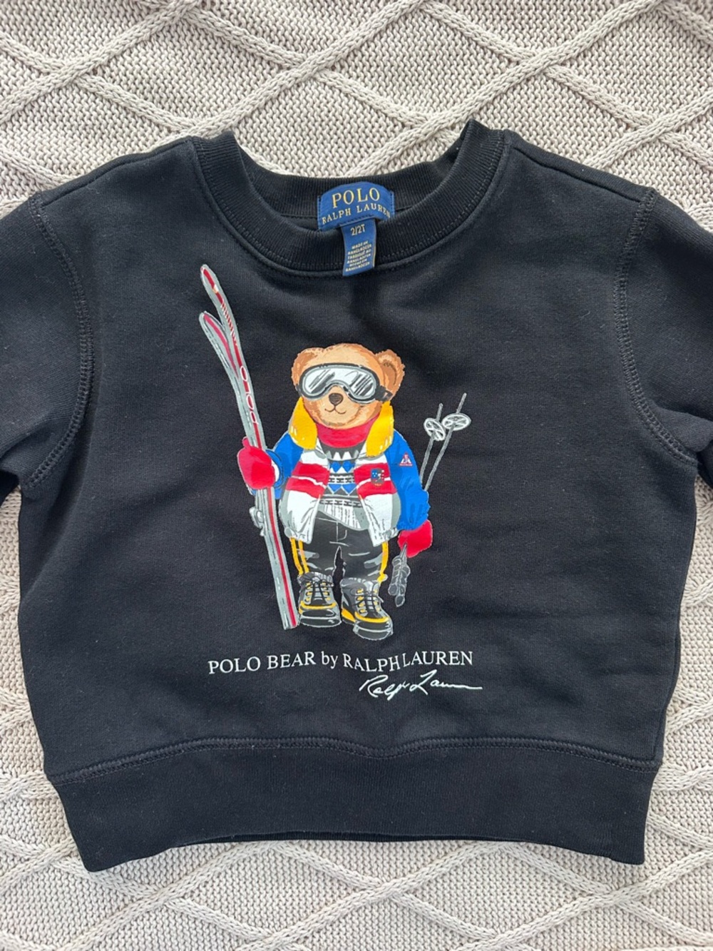 Polo by Ralph Lauren Black Kids Ski Bear Crewneck Sweatshirt